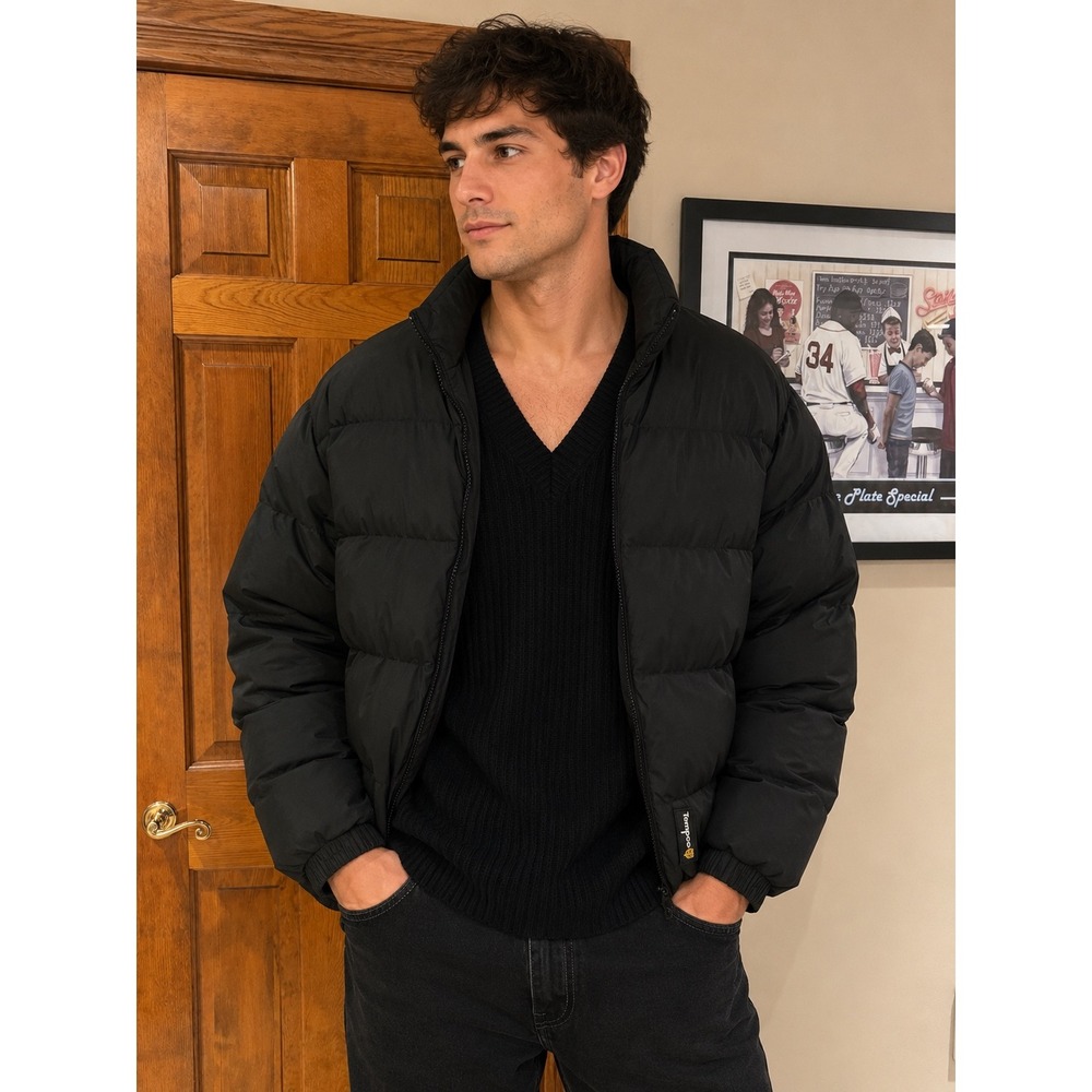 TempoCo 3XL Black Puffer Jacket Waterproof Winter Coat Fleece Lined Heavyweight